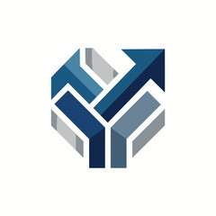 Fototapeta premium Abstract Geometric Logo Icon with Interlocking Arrows and Blocks. EPS Editable. Vector Illustrations.