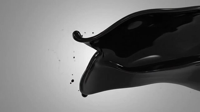 A dynamic splash of dark liquid isolated against a smooth gradient background