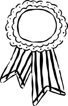 Retro Ribbon Prize Rosette Outline Award Illustration