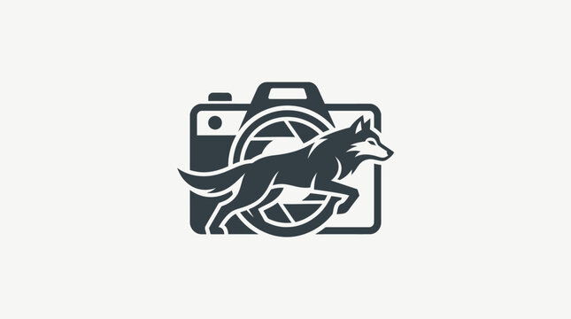 Camera Logo Featuring a Wolf Silhouette