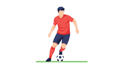 Obraz premium Professional male soccer player dribbling the ball on the field. EPS Editable. Vector Illustrations.