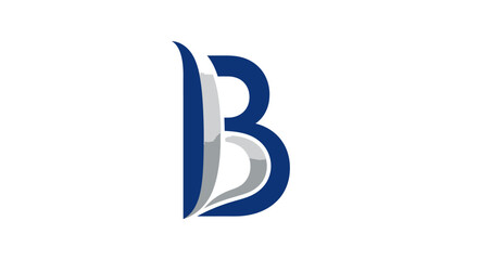 Obraz premium Abstract letter b design in blue and silver against white background