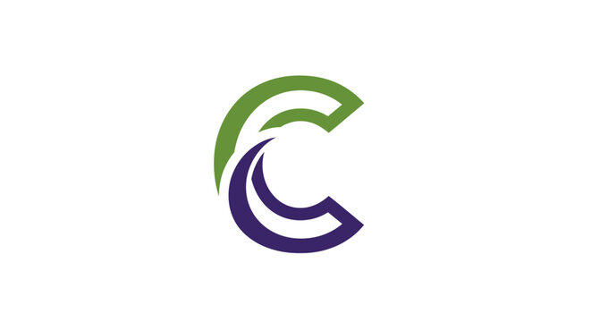 Abstract letter c logo design in green and blue on white background
