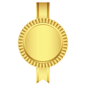 Elegant gold rosette medal with ribbon tails for education awards, certificate templates, honor recognition, success branding, and winner badge design