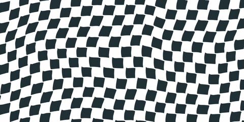 Fototapeta premium Abstract wavy pattern of black and white rectangular blocks