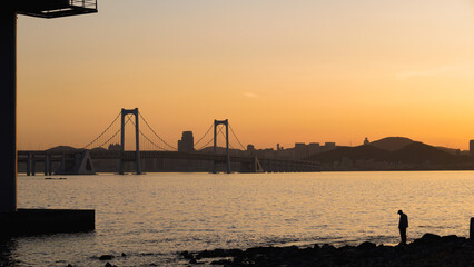 Dalian Xinghai Bay Cross-sea Bridge at Blue Hour, Long Exposure with Car Light Trails, China © 阳洋 杨