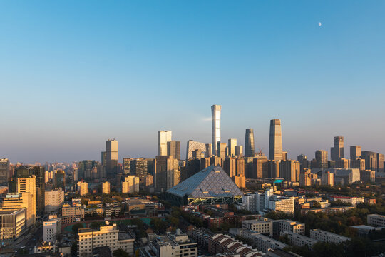 Aerial View of Beijing CBD Skyline with Futuristic Skyscrapers and Urban Skyline, China