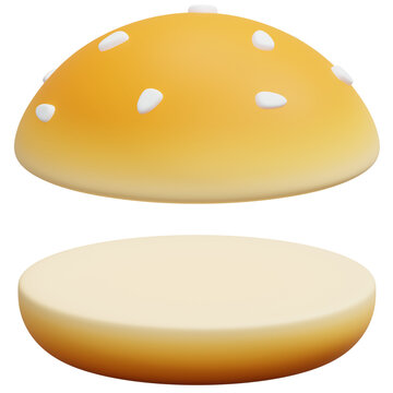 3D Empty Burger Bun Bread Bakery Food Meal Icon