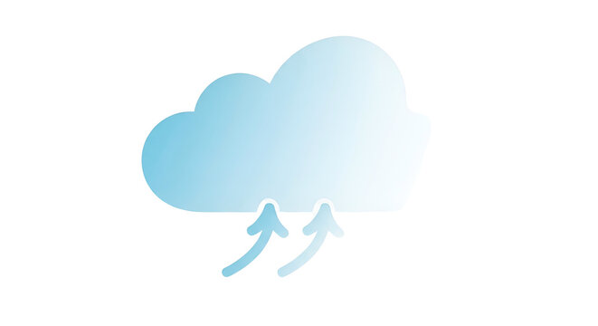 Blue gradient cloud with upward arrows vector illustration on black background for weather or technology designs; scalable icon