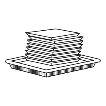 Stack of paper plates on a tray for food service or catering icon
