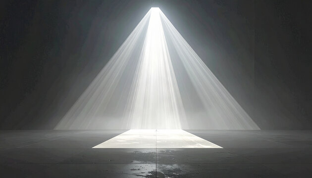 Dramatic light beam shining down on dark stage