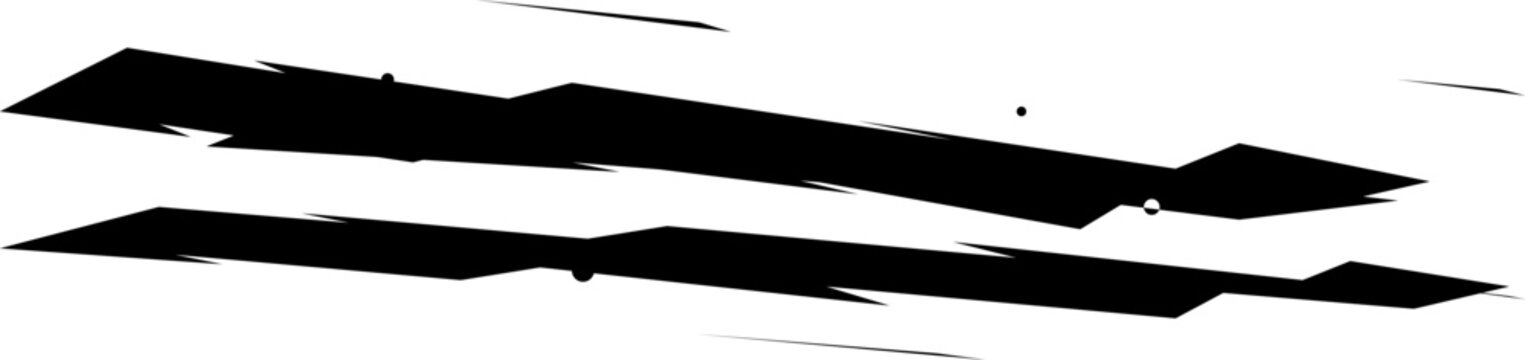 Hand-drawn black ink horizontal dry brush strokes featuring jagged edges on a white background illustration