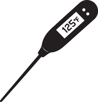 Digital meat thermometer silhouette icon for professional kitchen and culinary temperature control
