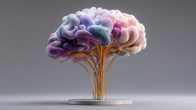 Abstract representation of a colorful brain structure showcasing creativity, innovation, and artistic expression in a modern and stylish design aesthetic