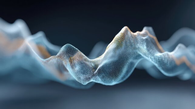Abstract Wave Form with Dots and Lines Creating a Flowing Appearance in a Dark Background for Dynamic Visual Designs and Digital Graphics