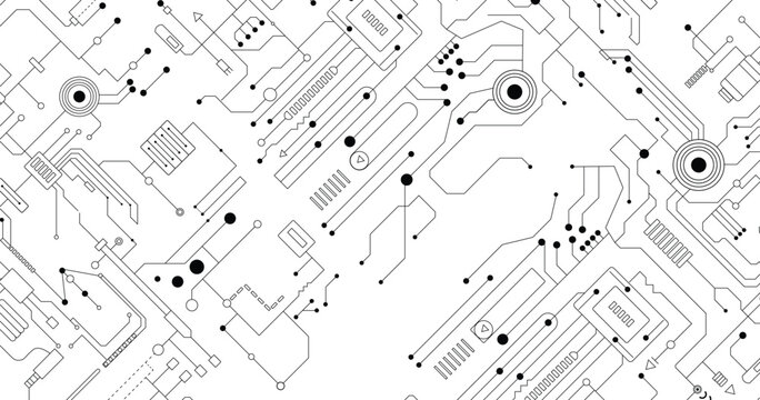 Seamless PCB Pattern with Fine Lines. Tech Circuit Board Lines Wallpaper