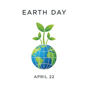 Celebrate earth day on april 22 with a tree sprouting from a globe isolated on transparent background, isolated on white background