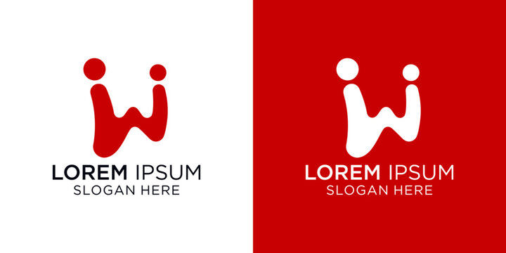 letter W logo designs  like two people shaking hands and making a business agreement with customizable text for professional business branding and marketing materials