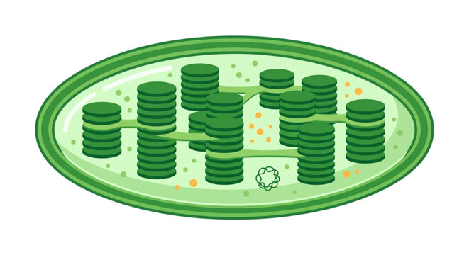 Chloroplast Internal Structure Illustration - Flat 2.0 Design