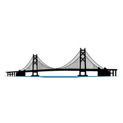 Fototapeta premium Iconic suspension bridge silhouette over water