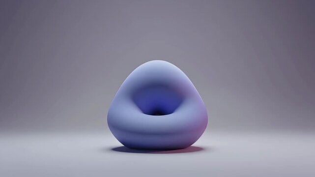 Abstract 3D squishy purple gradient shape breathing and morphing on a soft background