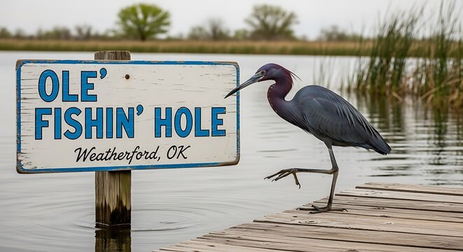 Little Blue Heron at Ole Fishin Hole in Weatherford, Oklahoma.