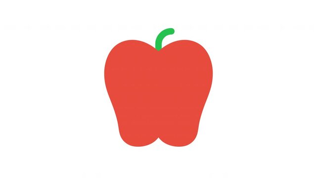 Vibrant animated apple fruit graphic, perfect for healthy diet trackers or nutrition apps and websites