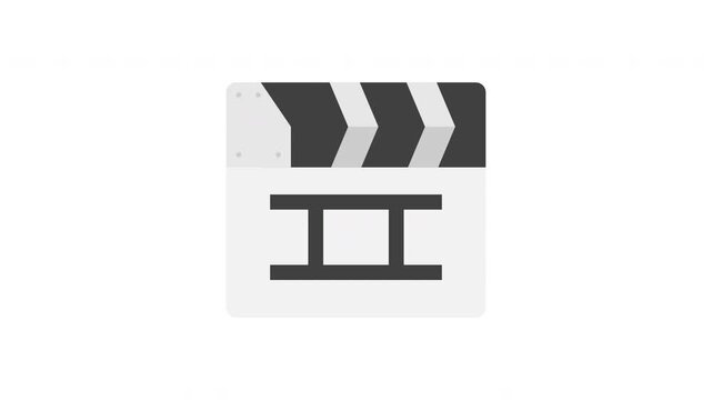 Clapping animated cinema clapperboard graphic, perfect for video production or movie streaming apps and websites