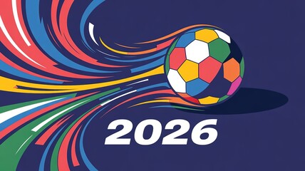 Obraz premium Vibrant Dynamic Minimalist Football World Cup Themed Graphic with Bold Accent Hues Ideal for Social Media Campaigns and Event Promotional Materials