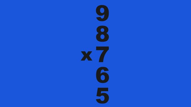 Numerals 9 8 times 7 6 5 on blue. Suitable for educational designs, math concepts, countdowns, or numerical presentations for various projects.