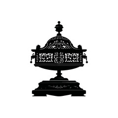 Fototapeta premium Ornate decorative urn silhouette on a white background