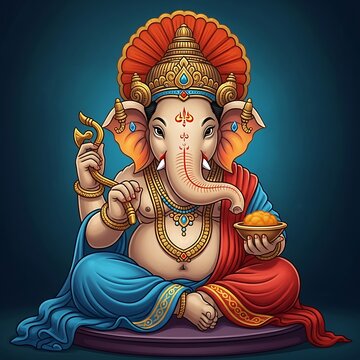 Lord Ganesha - A Divine Depiction of Wisdom and Prosperity.