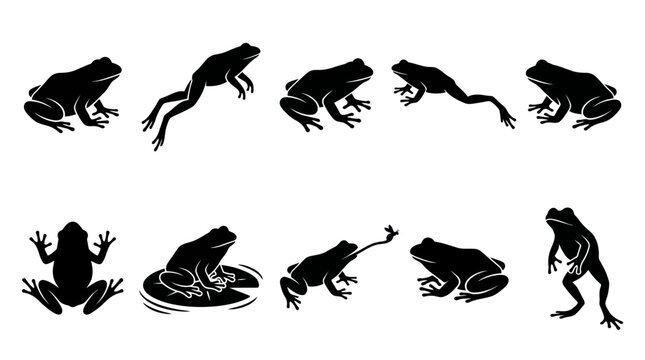 10 Frog Silhouette Vector Pack &ndash; Minimalist Amphibian SVG Collection