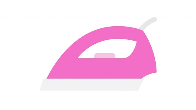 Looping animated pink iron household design, perfect for laundry service tracking or chore management apps and websites