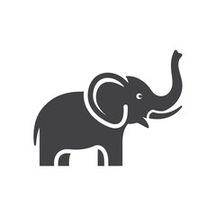 Obraz premium Playful elephant silhouette on a white background