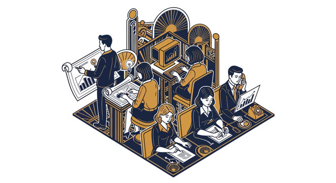 teamwork, business, office workers, industrial background
