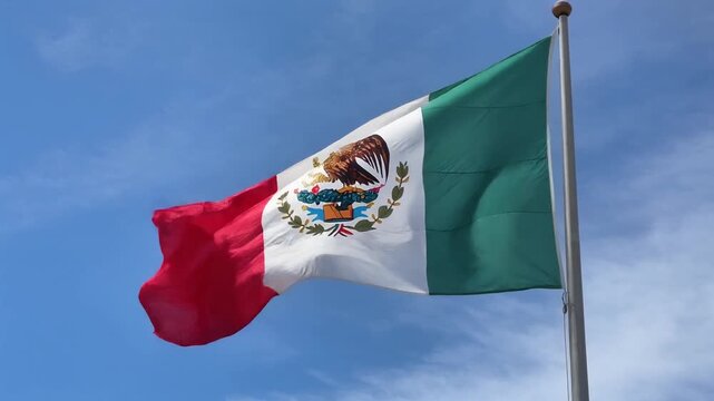 National Flag of Mexico Waving in the Sky Generative AI