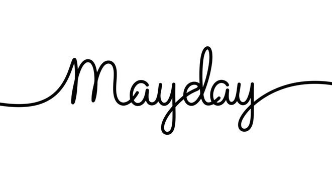 The word mayday is written in a cursive script on a white background.