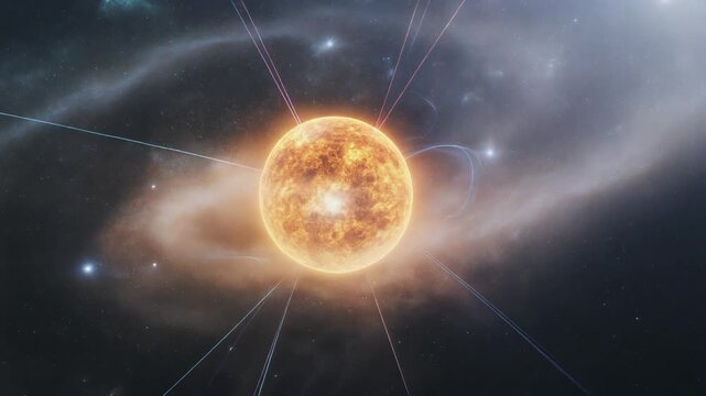 Radiant Star in a Spiral Galaxy with Energy Beams Generative AI