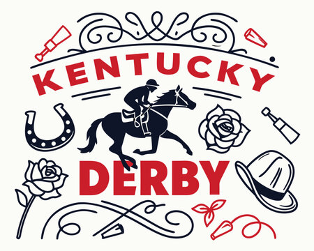Horse Racing Derby Vector Graphic, Kentucky Derby Event Illustration