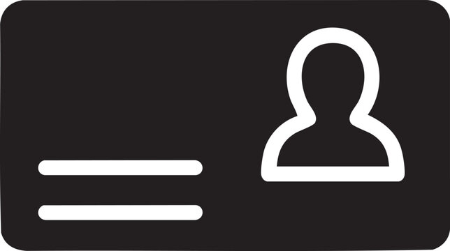 User profile icon, ID card symbol, profile sign, user avatar, black and white