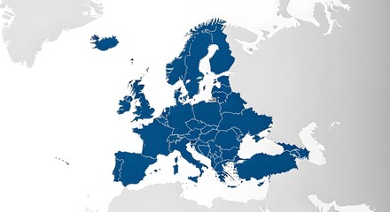 Naklejka premium European union map a geographical representation of member states and political boundaries in europe