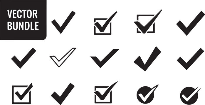 Vector Bundle of Various Checkmark Icons and Symbols