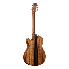 Fototapeta premium Elegant acoustic-electric guitar showcasing intricate wooden grain.