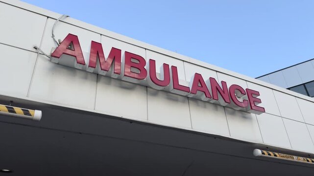 Ambulance entrance of hospital parking area 4k
