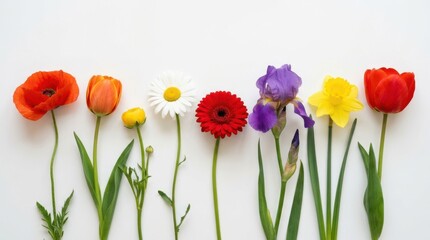 Fototapeta premium Colorful flowers on white background