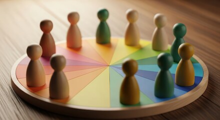 Obraz premium colorful wooden game pieces on a segmented board