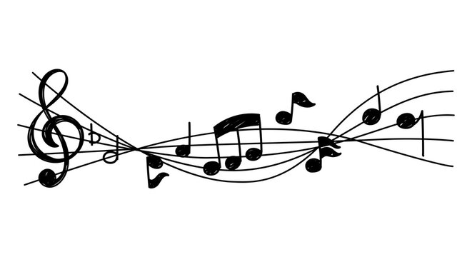 Black and White Music Notes Doodle Illustration