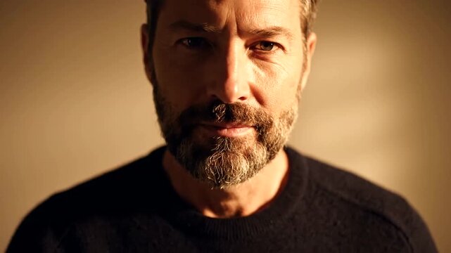 man with beard and black shirt.