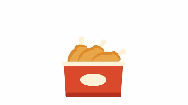 Fried Chicken Bucket Icon Animation.